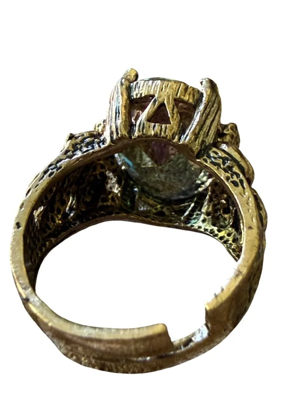 Adjustable Vintage Style Mystic Topaz Ring Intricate Copper Setting